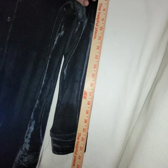 Rebecca Malone Black Velvet Button Front Large Tunic Shirt Womens L-Slv NEW - Picture 13 of 14